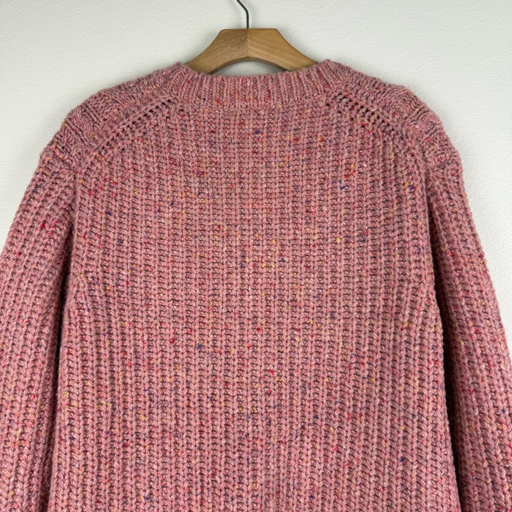Alex Mill Pink Aran Cable Knit Merino Wool Side Button Sweater Womens Small - Picture 10 of 13